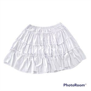 White Ruffle Circle Skater Skirt Inner Lining, Tiered Skirt